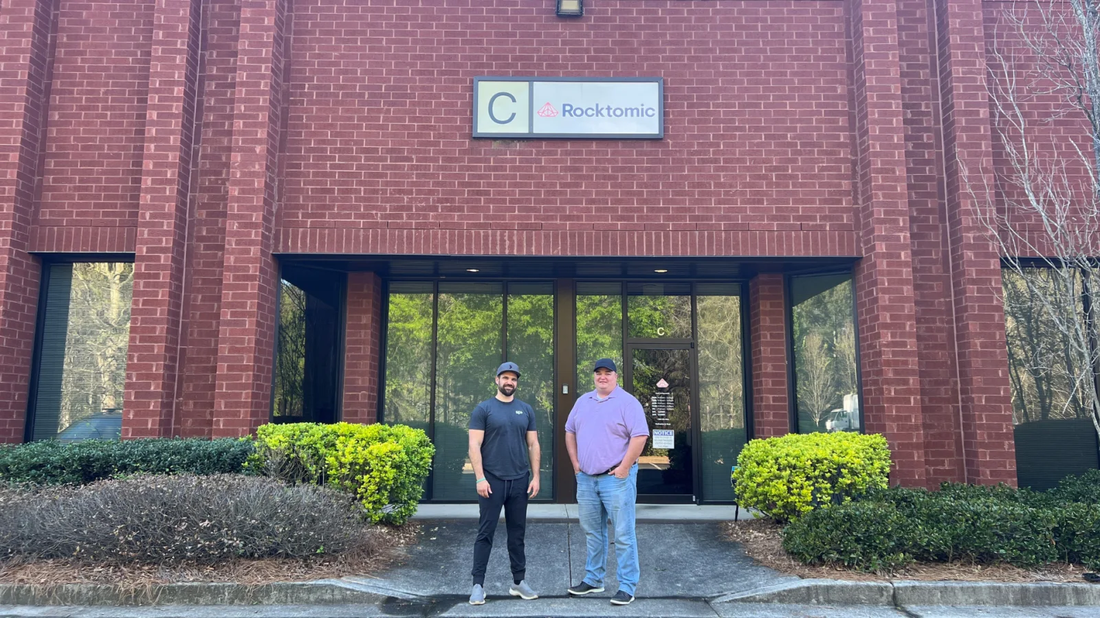 Ben Morgan and Aaron Peden outside Rocktomic’s distribution facility